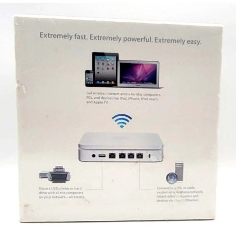 Apple AirPort Extreme Wi-Fi Base Station 802.11n Wireless Router Model A1408 NEW